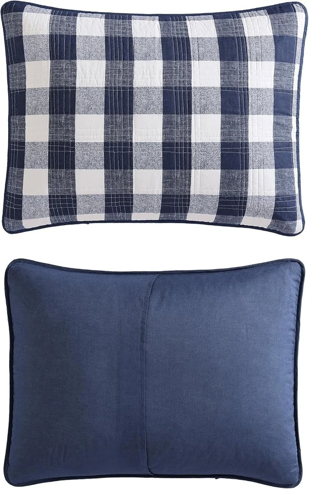 Eddie Bauer Home Lake House Collection 2-Pc. Twin Size Quilt Set Blue Check NEW - Image 3 of 4