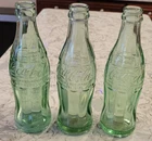 Coke Coca Cola Soda Pop Bottle Green Muscatine IA Madison WI 6.5 oz VTG Lot of 3