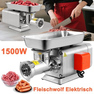 Elektrischer Fleischwolf Edelstahl Wurstmaschine 300kg/h mit Klinge & Mahlplatte