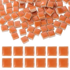 9mm Square Mosaic Tile, 300g Ceramic Mosaic Tile Bulk, Orange Red