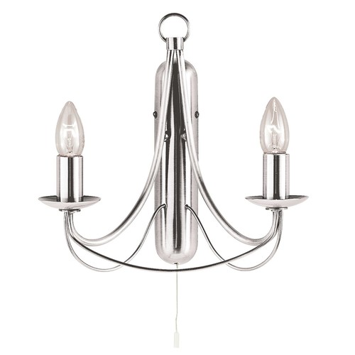 Applique Industrial-Nordico Maypole Acciaio Argento 2 Luci E14 - Foto 1 di 7