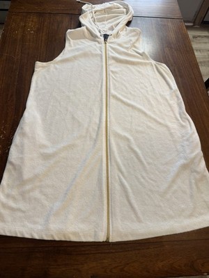 White Faded Glory Beach Coverup Size 2X Terry Cloth Material No Sleeves