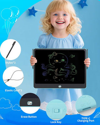 Rechargeable LCD Writing Tablet for Kids, 16 Inch Colorful Drawing Tablet, Ed...