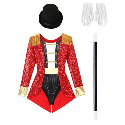 DE Damen Ringmaster Kostüm Zirkus Ring Leader Master Lion Tamer mit Hut Outfits