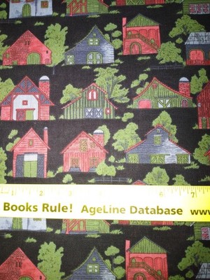 Hoffman COUNTY FAIR cabins/houses/barns in the woods ~ 100% cotton ~ 1 yard