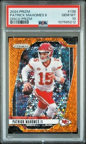 Patrick Mahomes PSA 10 Orange Disco Prizm 138 2024 Panini NFL Kansas City Chiefs