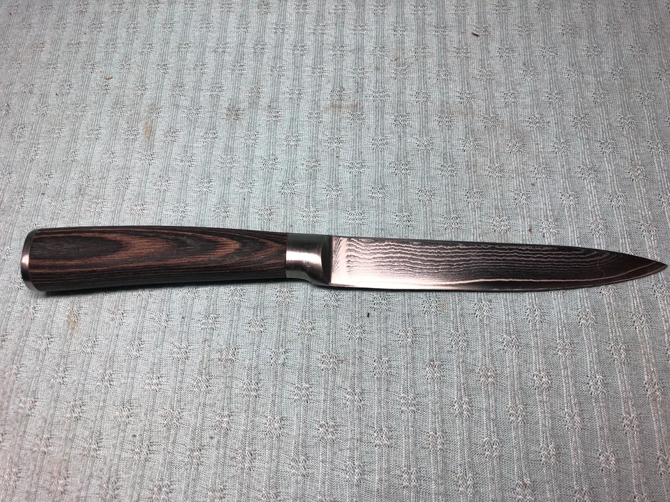 Cuchillo recortador japonés de acero Damasco ZHEN VG-10 67 capas mango madera de pakka CE a Foto 2 de 3