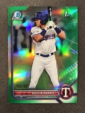 DUSTIN HARRIS 2022 Bowman 1st Chrome GREEN REFRACTOR # 49/99 Rangers