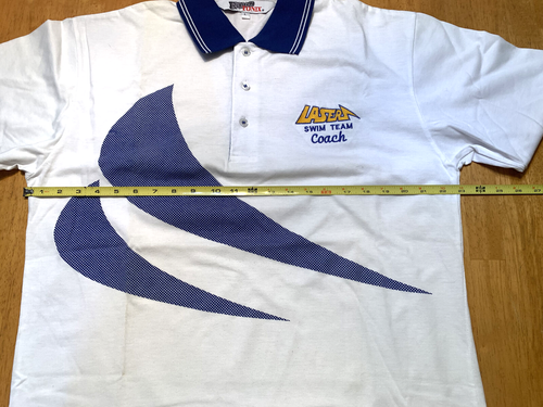 Lasers Swim Team Coach Polo Shirt Men's Large White Short Sleeve Embroidered EUC - Picture 10 of 12
