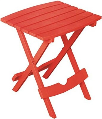 Adams Manufacturing Quik-Fold Resin Side Table, Cherry Red