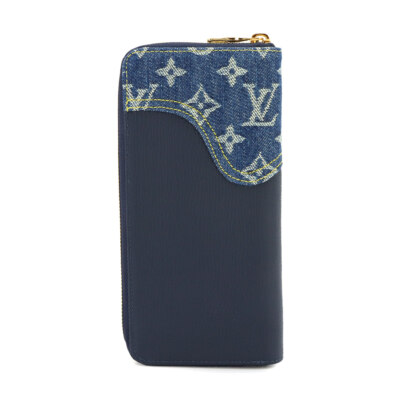 財布 LOUIS VUITTON LOUIS VUITTON Monogram Drip Zippy Wallet Vertical Denim M81107