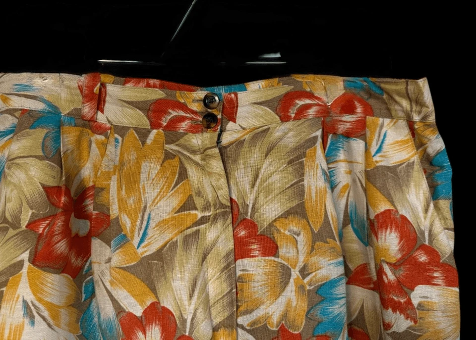 Shorts vintage de mistura de linho Chaus tamanho. 16 pregas de cintura alta Country Club Y2K - Imagem 4 de 4