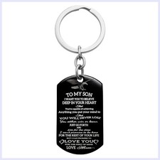 "To My Son" Personalized Stainless Steel Military Airforce Navy Dog Tag Keychain