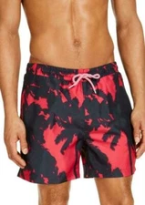 INC Mens Swimwear Shorts Trunks Quick-Dry Abstract Print Black Size L MSRP $50