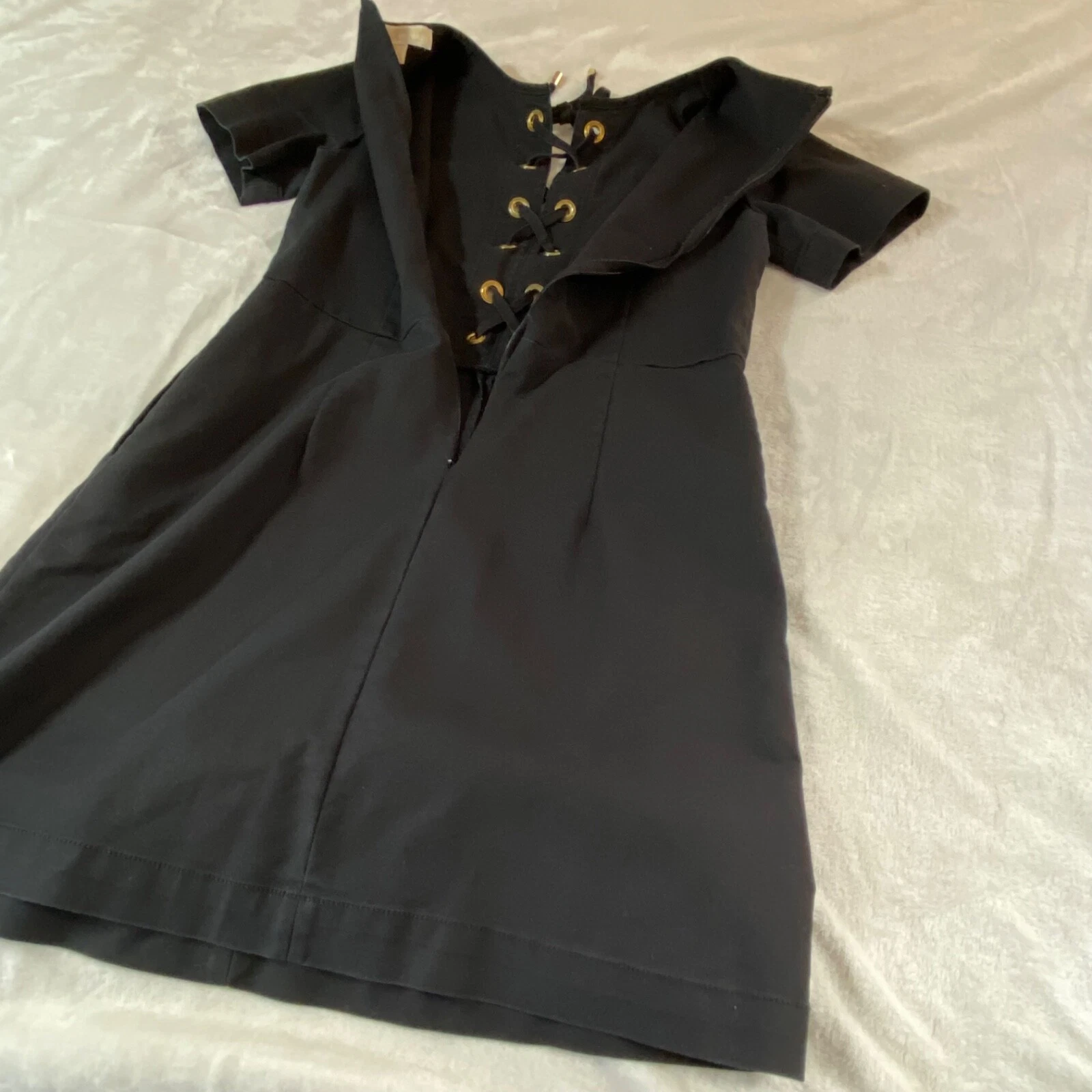 Abito donna nero Michael Kors tg 4 manica corta stringato davanti occhielli