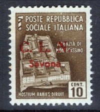 SAVONA EMISSIONI LOCALI C.L.N. 1945 10 CENTESIMI DECALCO G.O MH*