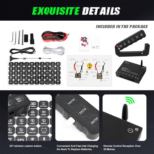 Fit 2007-2018 Jeep Wrangler JK Grab Handle 6 Gang Wireless Switch Panel Strobe - Picture 8 of 10