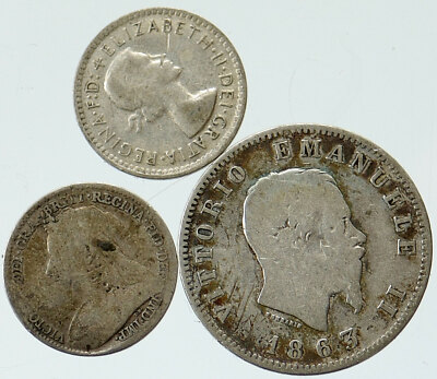 Lot of 3 Silver WORLD COINS Authentic Collection Vintage Group