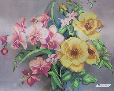 Roses and Orchids Bead Embroidery Kit DIY Beaded Needlepoint Stitching ta-544