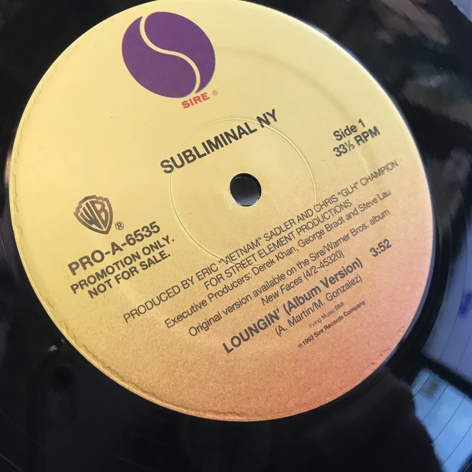 [EDM/DANCE/ELECTRONICA]~NM 12"~SUBLIMINAL NY~Loungin'~[x3 Mixes]~[1993~SIRE] Foto 4 de 4