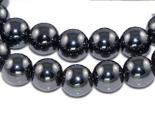 10MM NOIR BLACK HEMATITE GEMSTONE METALLIC BLACK ROUND 10MM LOOSE BEADS 15.5"