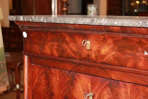 Secretaire Francese stile Impero in Piuma di Mogano XIX secolo - Foto 2 di 4