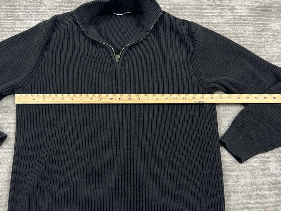 Suéter Calvin Klein Para Hombre XL Negro Manga Larga Pullover 1/4 Cremallera 100% Algodón Foto 4 de 4