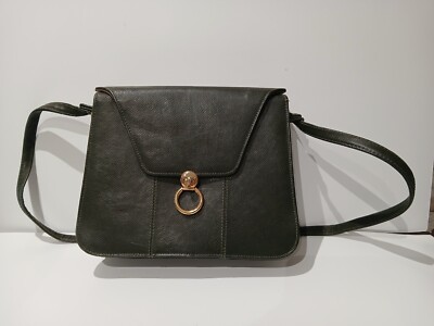 Vintage Handtasche Leder in Eidechsenform dunkelgrün