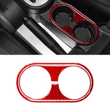 2Pcs Red Carbon Fiber Interior Center Cupholder Cover Trim For Jeep Wrangler