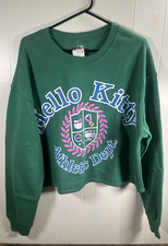 NWT Hello Kitty Athletic Dept by Sanrio Cropped Green Sweatshirt Womens XL