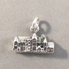 .925 Sterling Silver 3-D BILTMORE HOUSE CHARM Pendant Estate NC NEW 925 TU34