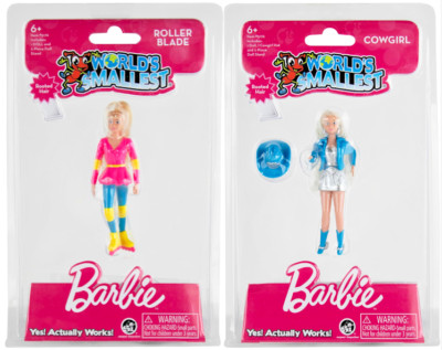 Worlds Smallest Barbie with Rooted Hair Set Of 2: Roller Blade & Cowgirl 3.5''