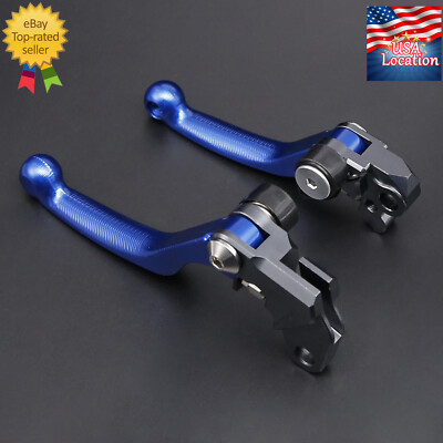 CNC Dirt Bike Brake Clutch Lever Handle Logo Blue For Yamaha WR250R WR250X