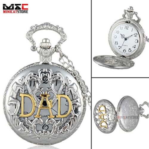 The Greatest Grandpa Dad Pocket Watch Necklace Quartz Pendant Fathers Gift Retro - Picture 6 of 11