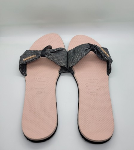 Havaianas Women 9/10 Pink & Black St. Tropez Shine Flip-Flops Brazil Made 39/40 - Picture 14 of 14