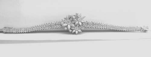 Antique Platinum Excellent Fine Diamonds Surprise Wristwatch, Omega, Circa 1950, - Picture 2 of 5