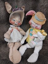 Vintage Annalee Set of 2 Easter Bunnies 1968 & 1971 - 20