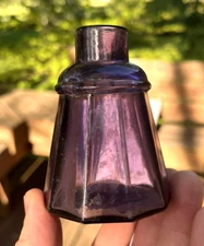 NICE AMETHYST 10 SIDED UMBRELLA INK BOTTLE SHEARED LIP 1880'S ERA DUG L@@K