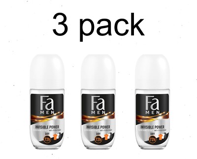 3pack Mens roll-on deodorant FA MEN INVISIBLE  1.7 fl.oz / 50 ml