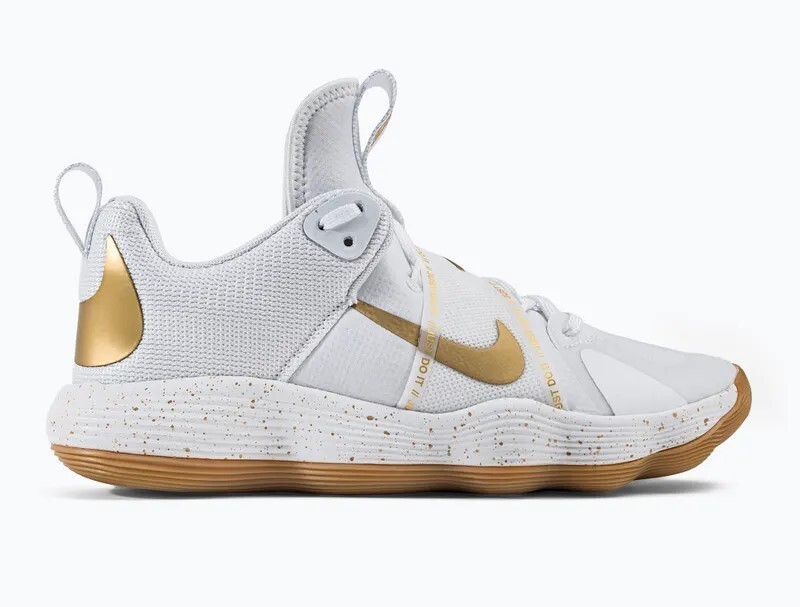 Nike React Hyperset SE Indoor Court Shoes White Metallic Gold Sz