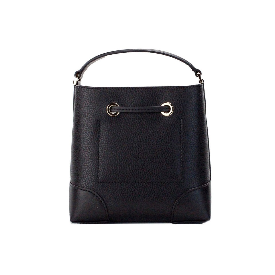 Michael Kors Mercer Small Black Pebbled Leather Bucket Crossbody Bag