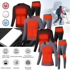 Electric Heated Underwear Pack Winter USB Warm Long Johns Pants Set