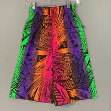 Vintage 80s Adult Small Surf Beach Hawaii Shorts Floral All Over Print Neon USA