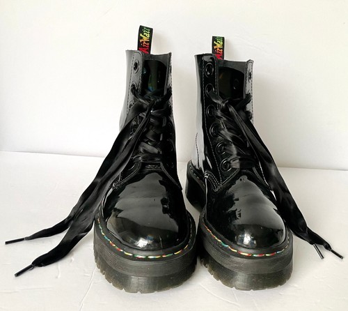 RARE Dr. Martens Molly Rainbow Holographic Patent Leather boots EU 43 L 11 M 10 - Picture 6 of 14
