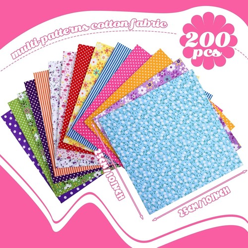 200-Pack 10x10 Inch Quilted Cotton Fabric Squares - Perfect for Handmade Gifts - Picture 4 of 9