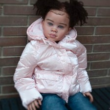 46" Dark Skin Painted Reborn Baby Doll Kit Hand-rooted Hair Toddler Girl Hair