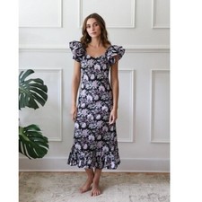 Mille Tropical Floral Maxi Dress L NEW Hawaiian Resort Wear Muumuu Floral Ruffle