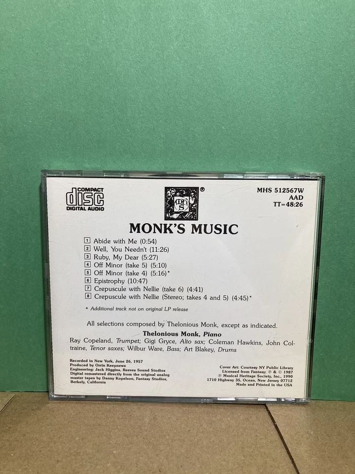 Monk’s Music Thelonious Monk Septet CD With Coleman Hawkins Art Blakey 1957 NY  Foto 2 de 2