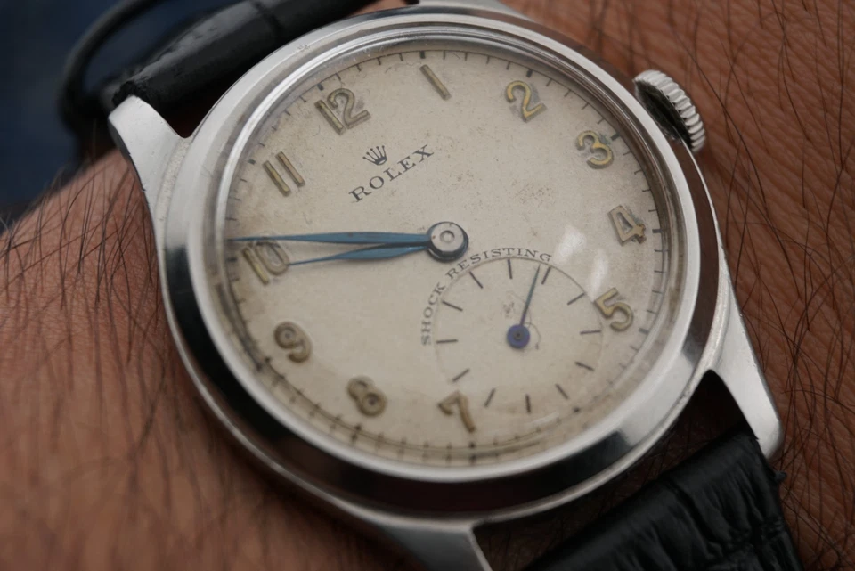 Reloj Rolex vintage de segundos pequeños de acero inoxidable de 30 mm resistente a los golpes de los años 40 Foto 3 de 4