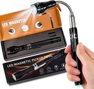Magnetic Flashlight Pickup Tool Cool Extendable Magnet Telescoping Gadgets Men